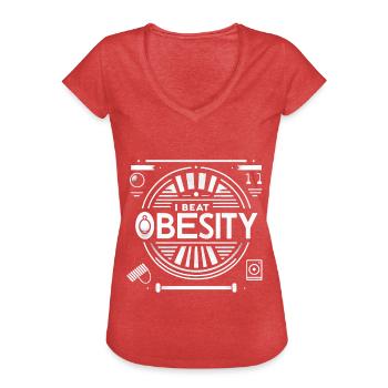 I Beat Obesity 14 - Frauen Vintage T-Shirt - Rot meliert - Vorne - Danielle (179cm)