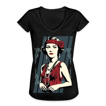 Flappers Girls AURORE - Women's Vintage T-Shirt - black - Front - Danielle (179cm)