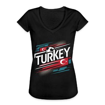 Türkei Geschenk Turkey Fußball Soccer Europa Türke - Frauen Vintage T-Shirt - Schwarz - Vorne