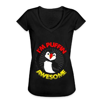 Puffin Puffin Puffin - Frauen Vintage T-Shirt - Schwarz - Vorne - Danielle (179cm)