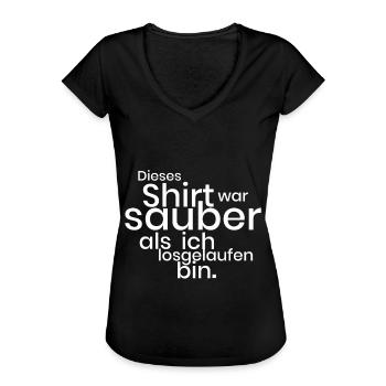 Shirt Sauber Dreck Matsch Geschenk Geschenkidee - Frauen Vintage T-Shirt - Schwarz - Vorne - Danielle (179cm)