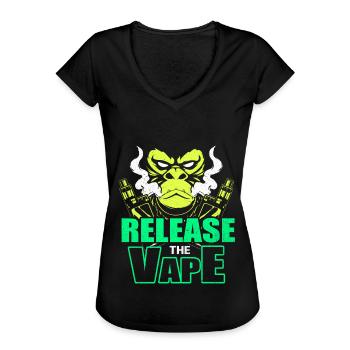 Vape - Frauen Vintage T-Shirt - Schwarz - Vorne - Danielle (179cm)