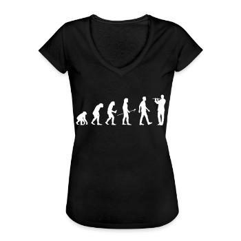 Flûtiste cadeau joueur de flûte traversière Evolution Man - T-shirt vintage Femme - noir - Devant - Danielle (179cm)