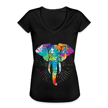 Elefant - Frauen Vintage T-Shirt - Schwarz - Vorne - Danielle (179cm)