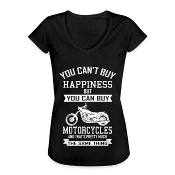 Biker Lucky Køb Chopper Motorcykel Gave - Dame vintage T-shirt - sort - Foran - Danielle (179cm)