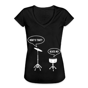 Le batteur m'a frappé! Cadeau de batteur musicien - T-shirt vintage Femme - noir - Devant - Danielle (179cm)