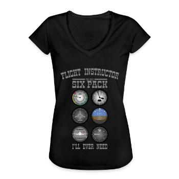 FLIGHT INSTRUCTOR SIXPACK Geschenk Für Fluglehrer - Frauen Vintage T-Shirt - Schwarz - Vorne - Danielle (179cm)