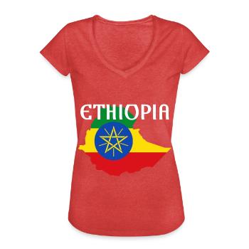 Ethiopia Flag Habesha Map Proud Africa - Frauen Vintage T-Shirt - Rot meliert - Vorne - Danielle (179cm)