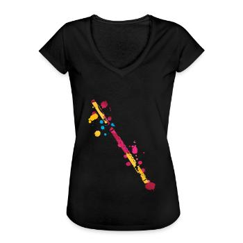 Querflöte Splash - Frauen Vintage T-Shirt - Schwarz - Vorne
