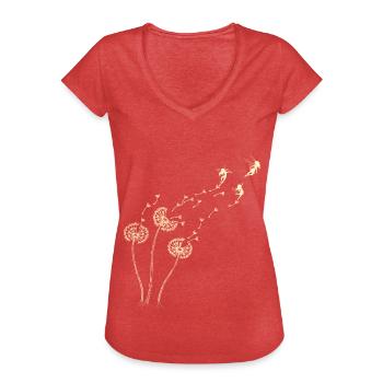 Löwenzahn Elfe - Frauen Vintage T-Shirt - Rot meliert - Vorne - Danielle (179cm)