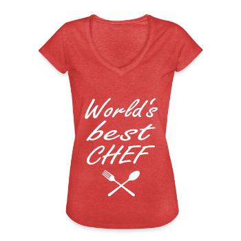 Meilleur chef du monde - T-shirt vintage Femme - rouge chiné - Devant - Danielle (179cm)