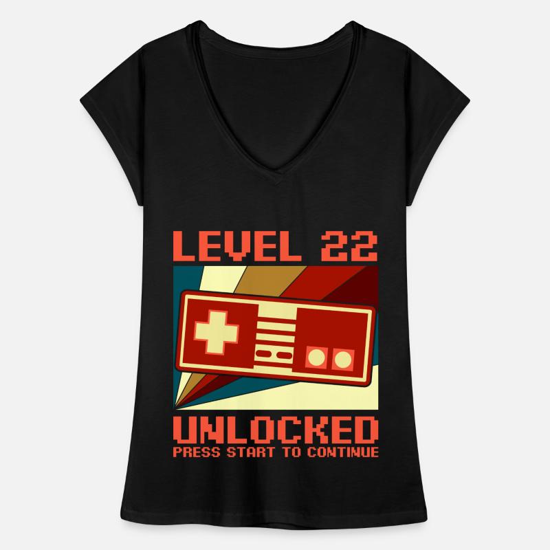LEVEL 22 UNLOCKED 22 Anniversaire Gamer Controller T-shirt vintage Femme