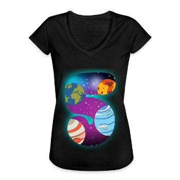 WELTRAUM 5 GEBURTSTAG 5 Jahre 5 Geburtstag - Frauen Vintage T-Shirt - Schwarz - Vorne - Danielle (179cm)