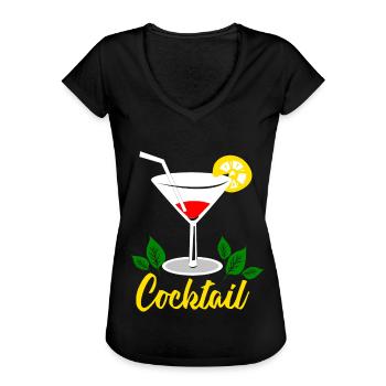 Cocktail - Women's Vintage T-Shirt - black - Front - Danielle (179cm)