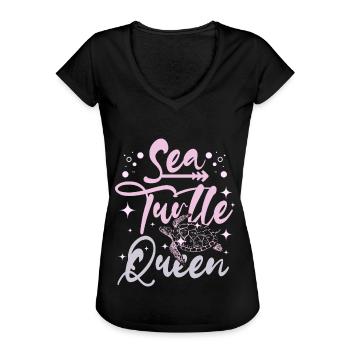 Sea Turtle queen - Frauen Vintage T-Shirt - Schwarz - Vorne - Danielle (179cm)