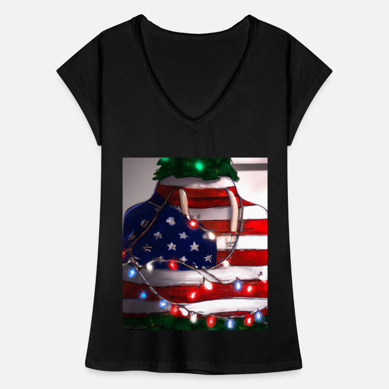 American Christmas Christmas Tree with US Women's Vintage T-Shirt