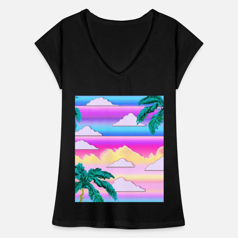 Synthwave Sun Hawaii Vaporwave Esthétique T-shirt vintage Femme