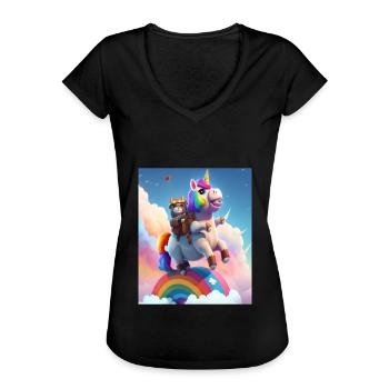 Cute Rainbow Unicorn Otter Riding A Unicorn - Frauen Vintage T-Shirt - Schwarz - Vorne - Danielle (179cm)