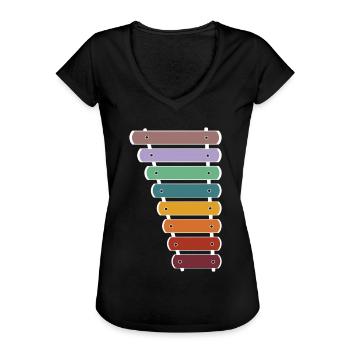 Xylophon Spieler T-Shirt Xylofon Geschenk - Frauen Vintage T-Shirt - Schwarz - Vorne - Danielle (179cm)