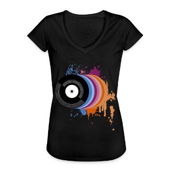 Vinyl Record T-Shirt Gift Vinyl - Women's Vintage T-Shirt - black - Front