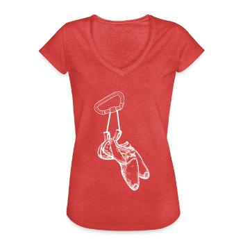 Chaussures d’escalade T-shirt cadeau grimpeurs - T-shirt vintage Femme - rouge chiné - Devant - Danielle (179cm)
