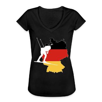 Deutschland Flagge Deutsche Fahne Biathlon - Frauen Vintage T-Shirt - Schwarz - Vorne - Danielle (179cm)