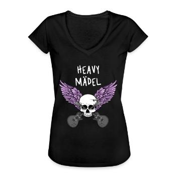 Heavy Mädel Heavy Metal für Frauen Damen Mädchen - Frauen Vintage T-Shirt - Schwarz - Vorne