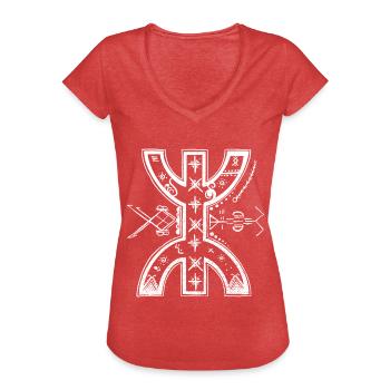 Amazigh Berber Symbol - Frauen Vintage T-Shirt - Rot meliert - Vorne - Danielle (179cm)