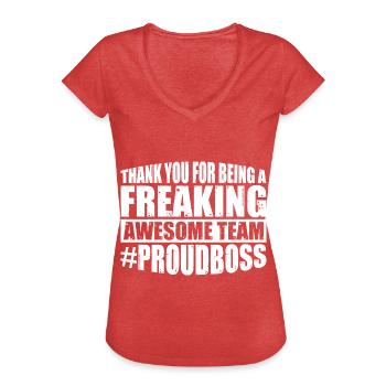 Merci d’être une équipe géniale 7 - T-shirt vintage Femme - rouge chiné - Devant - Danielle (179cm)