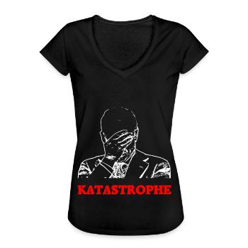 Katastrophe lustiger Spruch T-Shirt - Frauen Vintage T-Shirt - Schwarz - Vorne - Danielle (179cm)