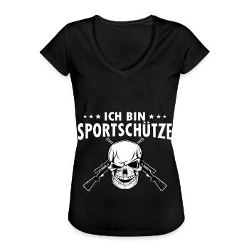 Sportschütze Schießsport Schützenverein - Frauen Vintage T-Shirt - Schwarz - Vorne