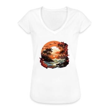 Tropisch - Frauen Vintage T-Shirt - Schwarz - Vorne - Danielle (179cm)