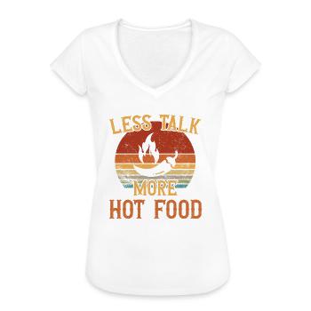 Moins de discussions - Plus de nourriture chaude / Scharfes Essen - T-shirt vintage Femme - noir - Devant - Danielle (179cm)