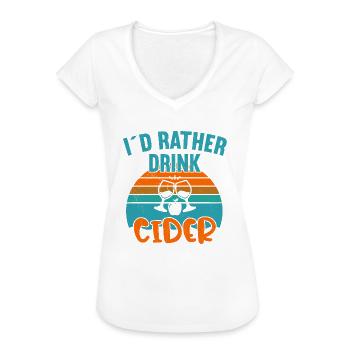 I ́d rather drink Cider / Cider - Women's Vintage T-Shirt - black - Front - Danielle (179cm)