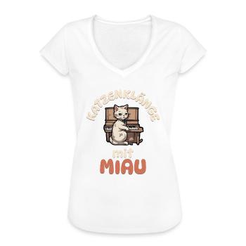 Katzenklänge mit Miau - Katze Klavier - Frauen Vintage T-Shirt - Schwarz - Vorne - Danielle (179cm)