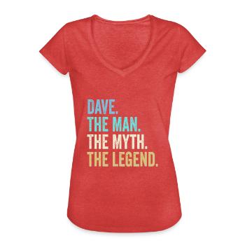 Hommes Dave L’homme Le mythe La légende Prénom - T-shirt vintage Femme - rouge chiné - Devant - Danielle (179cm)