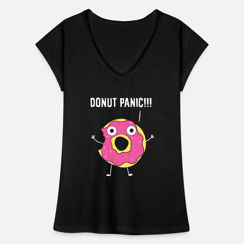Doughnut Donut Panic No Panic Funny Donuts T-shirt vintage Femme
