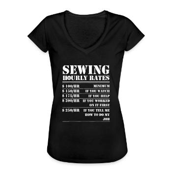 Nähen Stundensatz Lustige Kanalarbeit Quilten - Frauen Vintage T-Shirt - Schwarz - Vorne - Danielle (179cm)