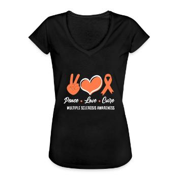 MS Warrior Peace Love Kur Multiple Sklerose - Frauen Vintage T-Shirt - Schwarz - Vorne - Danielle (179cm)