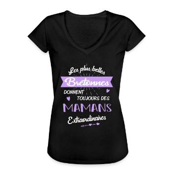 Maman bretonne - T-shirt vintage Femme - noir - Devant - Danielle (179cm)