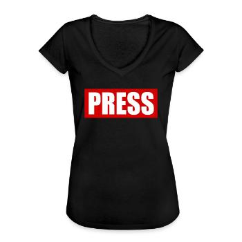 Press - T-shirt vintage Femme - noir - Devant - Danielle (179cm)