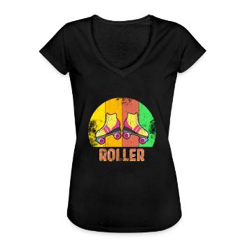 Rollerblades Rollerblades - Frauen Vintage T-Shirt - Schwarz - Vorne - Danielle (179cm)