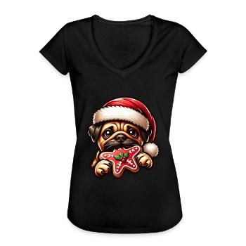 Mops - Frauen Vintage T-Shirt - Schwarz - Vorne - Danielle (179cm)