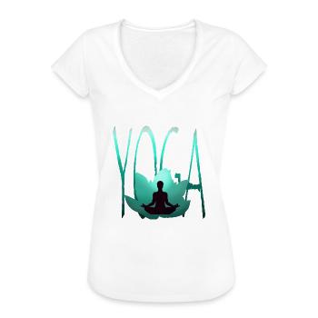 yoga méditation fleur de lotus - T-shirt vintage Femme - noir - Devant - Danielle (179cm)