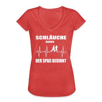 Feuerwehr - Frauen Vintage T-Shirt - Rot meliert - Vorne - Danielle (179cm)