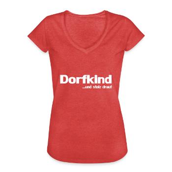 Dorfkind - Frauen Vintage T-Shirt - Rot meliert - Vorne - Danielle (179cm)
