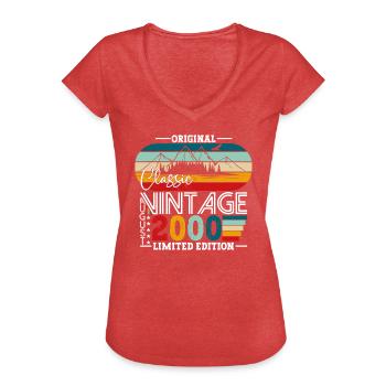 Born 2000 22nd Birthday Gift August Fun - Women's Vintage T-Shirt - heather red - Front - Danielle (179cm)
