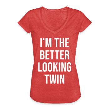 Jumeaux - T-shirt vintage Femme - rouge chiné - Devant - Danielle (179cm)