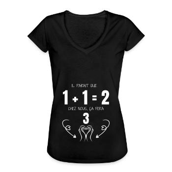 Annonce grossesse originale cadeau femme enceinte - T-shirt vintage Femme - noir - Devant
