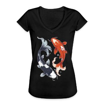 Koi Karpfen - Frauen Vintage T-Shirt - Schwarz - Vorne